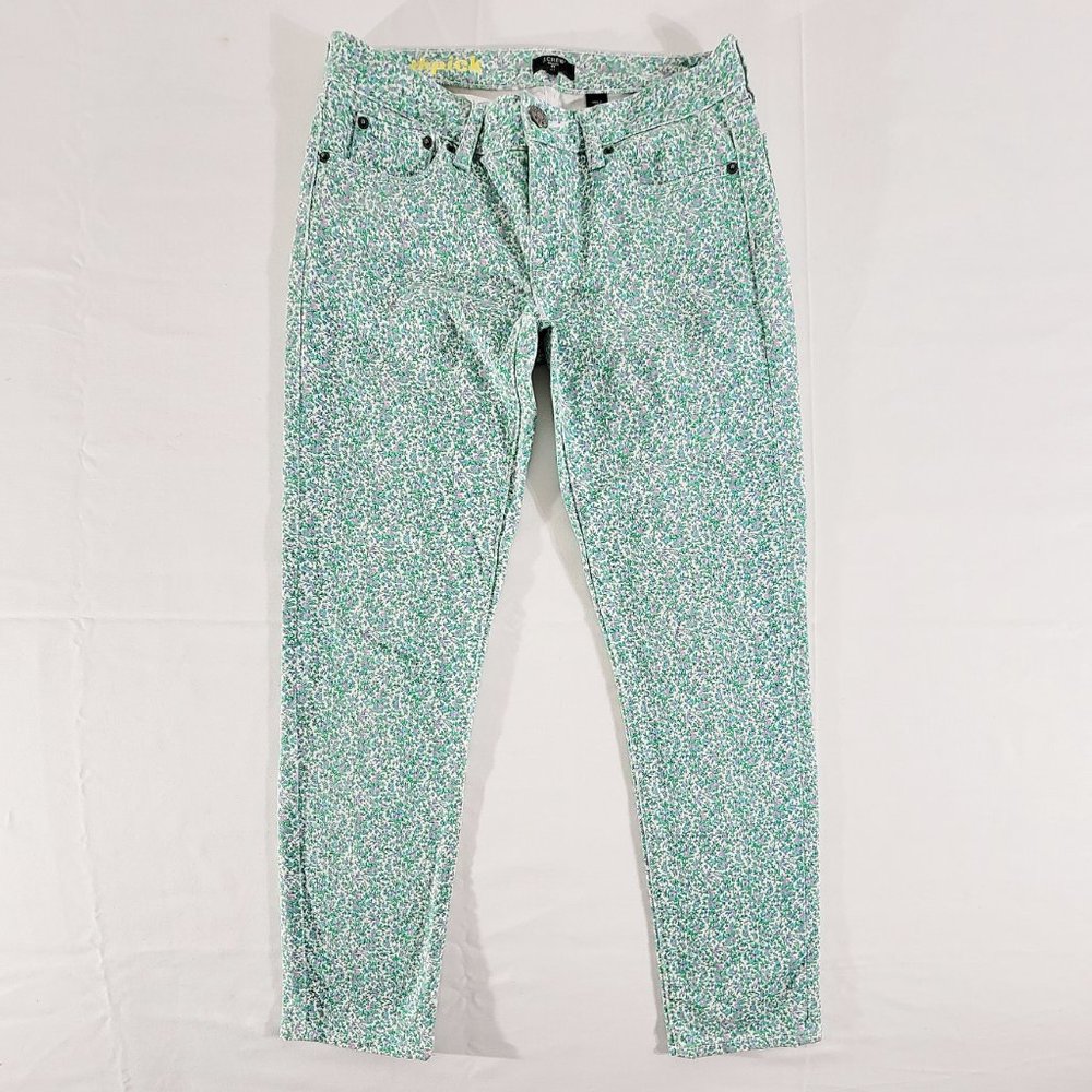 J CREW Toothpick Women's 27 (Actual 31" x 28") 8" Low-Rise Jeans Flowers $115